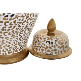 DKD Home Decor Tibor Colonial de Porcelana Blanco y Dorado 25x25x40 cm