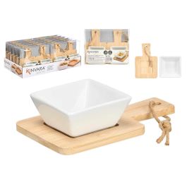 Set 2 Bols Soporte Aperitivo Cuadrado Kinvara 21x17x4 cm - Porcelana y Bambú (24 Unidades) Precio: 127.50000021. SKU: B1BERG5HCP