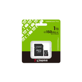 Kingston SDCS3/1TB Tarjeta MicroSDXC de 1TB, Velocidad de Lectura 150MB/s, Clase A1, UHS-I U3 V30, Incluye Adaptador SD