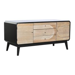 DKD Home Decor Mueble TV Moderno Madera Negro Natural 120 x 50 x 58 cm con 3 Cajones y 2 Puertas