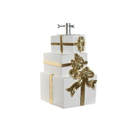 DKD Home Decor Base para Árbol de Navidad Moderna de Magnesia, Blanco Dorado, 26 x 48 x 28 cm