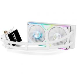 Nox Hummer M-240 LCD Sistema de Refrigeración Líquida All-in-One para CPU, Pantalla LCD Magnética Extraíble 3.4", ARGB, 2 Ventiladores PWM de 120 mm, Radiador Doble 240 mm, Blanco