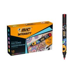 Bic Rotulador Intensity Paint Marker, tinta base agua, punta cónica media, colores surtidos, caja de 12 unidades, para múltiples superficies Precio: 31.50000018. SKU: B1K54VBATR