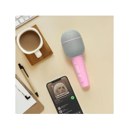 Wondee Micrófono Karaoke Mob Altavoz Marshmallow Portátil Inalámbrico con Efectos de Sonido y Bolsa de Algodón Reciclado