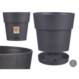 Maceta Plastico 25 Cm Ethica Antracita Stefanplast (6 Unidades)