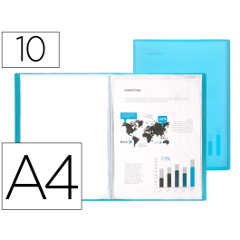 Liderpapel Carpeta Escaparate 47482 10 Fundas Polipropileno DIN A4 Azul Translucido