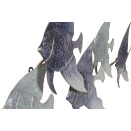 DKD Home Decor Decoración de Pared Atlántico Azul Marino y Azul Metal 91 x 46.5 x 7 cm (2 Unidades)