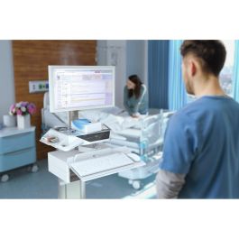 Cherry AK-C8112 Teclado médico con cable USB, QWERTZ alemán, blanco, diseño ergonómico y resistente al agua, completo (100%)