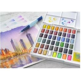 Faber Castell Acuarelas en Pastillas Creative Studio, Estuche de 48 Colores Surtidos