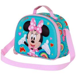 Karactermania Bolsa Portamerienda 3D Minnie Mouse Greet Turquesa Isotérmica con Asa Bandolera y Cinta para Carrito 25,5 x10 x20 cm
