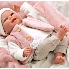 Muñecas Arias Muñeca Elegance Colin Rosa de 40 cm con Manta – Muñeco de Peso para Niños +3 Años