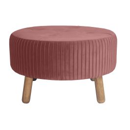 DKD Home Decor Reposapies Scandi Velvet Madera Rosa Palo Natural 61x61x38 cm Desmontable