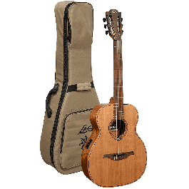 LAG Guitarra Acústica Escapade Nylon A/E- Natural Travel Clásica Electrocústica, Tapa Cedro Rojo Macizo, Acabado Satinado