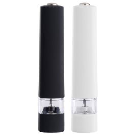 Day Juego de 2 Molinillos Eléctricos Sal/Pimienta Blancos y Negros con Pulsador Superior