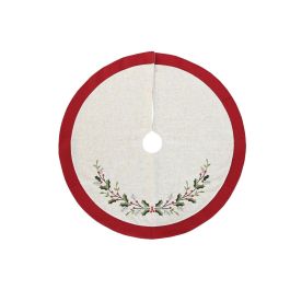 DKD Home Decor Base para Árbol de Navidad Tradicional Poliéster Rojo Beige Verde 90 x 90 x 2 cm