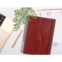 Agenda Espiral Liderpapel Olbia A4 2025 Dia Pagina Rojo Papel 60 gr