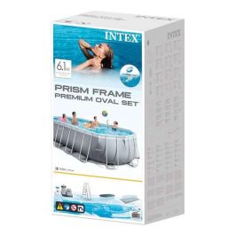 Intex Piscina Desmontable Prism Frame Oval, 610 cm Largo x 305 cm Ancho x 122 cm Alto, con Bomba Filtradora, PVC, 18202 Litros