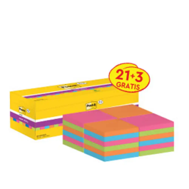 Post-it Bloc de notas adhesivas super sticky 76x76 mm 90 hojas colores surtidos pack 21+3 Precio: 32.49999984. SKU: B1K8BNF9YB