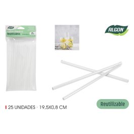 Pajitas de plástico reutilizables, 25 unidades, 19.5/8 cm transparentes, Algon (24 Unidades)