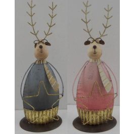 DKD Home Decor | Set 6 Figuras de Navidad Fantasía Reno Metálicas Rosa y Gris | Decoración Navideña | Medidas: 6 x 8 x 22.5 cm Precio: 23.07228. SKU: B1APDRTRG6