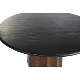 DKD Home Decor Mesa de Comedor Cuadrada Moderna Madera de Mango y Mármol Negro Marrón 120x120x76 cm Desmontable