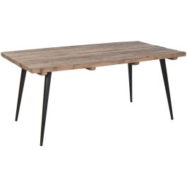 Mesa de Comedor Home ESPRIT Negro Natural Hierro Madera Reciclada 180 x 90 x 76 cm