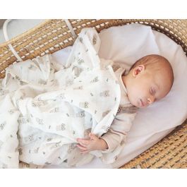 KioKids Muselina 120x120 cm con Estampado de Ratoncitos, 70% Bambú y 30% Algodón, Certificado Oeko-Tex, Para Bebés +0 Meses