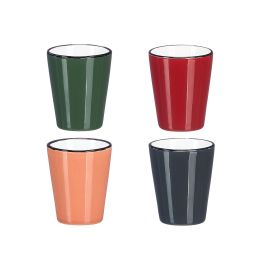 Vessia Vaso Cerámica 90 ml Borde Negro Surtido Colores Oscuros 5.5x7x5.5 cm (Set de 48)