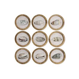DKD Home Decor Cuadro Mediterráneo de Cristal y Ratán Natural 30x30 cm (9 Unidades)