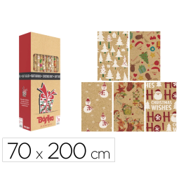 Basika Papel de Regalo Kraft Navidad Rollo Ancho 70 cm Largo 2 m Diseños Surtidos Gramaje 50 gr Precio: 32.69000009. SKU: B12RFTG732