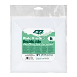 Set de 6 platos cuadrados premium de plástico Algon 18 cm (36 Cajas) Set de 6 platos cuadrados premium de plástico Algon 18 cm (36 Cajas)