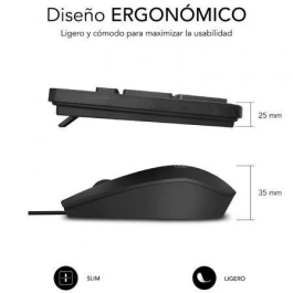 SUBBLIM Combo Business Slim Silencioso con cable USB Negro