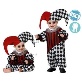 Disfraz de Arlequín Bebé con Gorro Rojo y Pantalón Ajedrezado – Carnaval, Halloween, Temático – 6-12 Meses