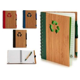 Libreta Bambú Reciclada con Bolígrafo 18x14 cm - Pincello (24 Unidades)