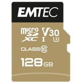 EMTEC m128GB UHS-I U3 V30 A1 SpeedIN Pro Tarjeta MicroSDXC de 128 GB con Adaptador SD, Velocidad de Lectura 95MB/s, Escritura 85MB/s