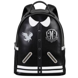 Wednesday Miércoles Mochila Casual Varsity Negro 6L Urbana con Compartimento y Bolsillos Laterales