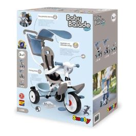 Smoby Triciclo Baby Balade Plus Azul Evolutivo con Asa Parental, Ruedas Silenciosas y Parasol 360°