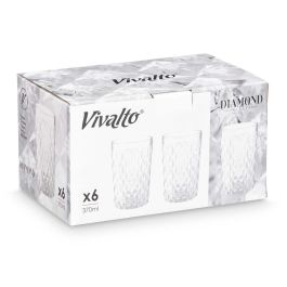 Vaso Diamante Transparente 370 ml Vivalto - Vidrio 8x12.8x8 cm (24 Unidades) Vaso Diamante Transparente 370 ml Vivalto - Vidrio 8x12.8x8 cm (24 Unidades)