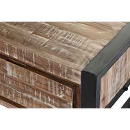 DKD Home Decor Mesa Centro Alpino Natural Negro Acacia Metal 110 x 60 x 40 cm