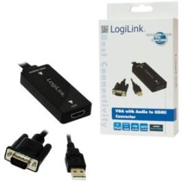 LogiLink CV0060 Convertidor VGA con Audio a HDMI compatible con 1080p y 720p, Negro