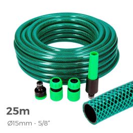 Edm Kit Manguera de Jardín 25 m (5/8" 15 mm), Manguera Flexible PVC 3 Capas Anti-Algas con Accesorios, Color Verde Precio: 24.50000014. SKU: S7901795