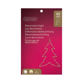 Lumineo Árbol de Luz LED Decorativa Interior Dorado Metal Luz Cálida con Temporizador 6h/18h, Funciona a Pilas AA, 34x46 cm