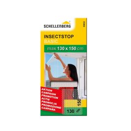Schellenberg Mosquitera malla fibra de vidrio 130x150cm cierre gancho y bucle, blanca, fácil montaje