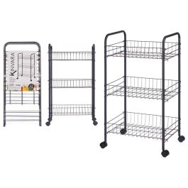 Verdulero 3 pisos metálico negro con ruedas Kinvara 26.5x56x8.5 cm (4 Unidades) Precio: 43.49999973. SKU: B1G8YR22EZ