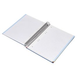 Cuaderno Espiral Liderpapel A5 Micro Papercoat Tapa Forrada 140H 75 gr Cuadro5 mm 5 Bandas 6 Taladros Azul