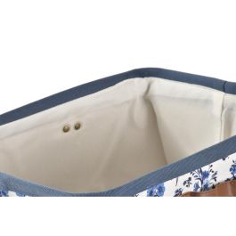 DKD Home Decor Cesta Shabby Poliéster Azul Blanco Colección Indigo 30 x 30 x 40 cm