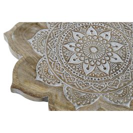 DKD Home Decor Centro de Mesa Indio Natural Mango Mandala 46 x 46 x 4 cm (2 Unidades)