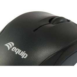 Equip 245103 Ratón Óptico USB Ambidextro 1000 DPI para Viajes Negro Cable Retráctil