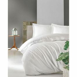 MEN8681875218046 Juego de Cama 100% Algodón Satén Blanco - Funda Nórdica 220x240 cm y 2 Fundas de Almohada 60x60 cm