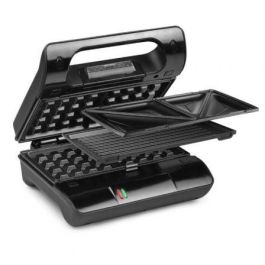 Princess 117002 - Grill Eléctrico Multiuso 3 en 1, Panini, Sándwich y Gofrera, Placas Intercambiables Antiadherentes, 700W, 23x13cm
